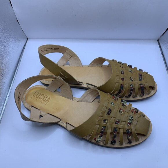 Lucca Lane Womens Hope Tan Leather Sandals Shoes size 11M D20 - Picture 8 of 8